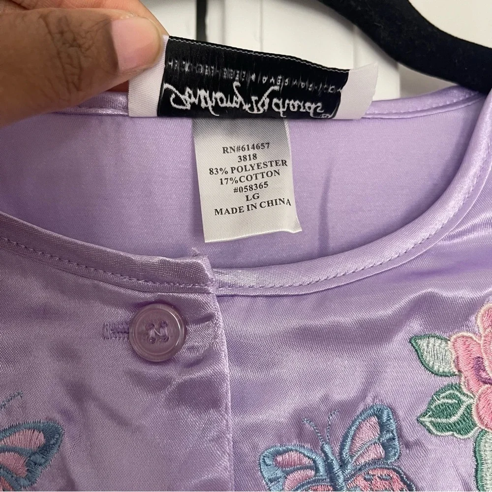 VTG Anthony Richards Womens Sleepwear Intimates Shirt Purple Floral Satin